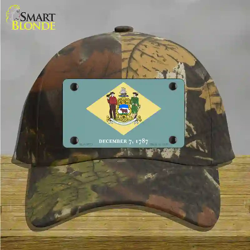 Delaware State Flag Novelty License Plate Hat Cotton / Camoflauge