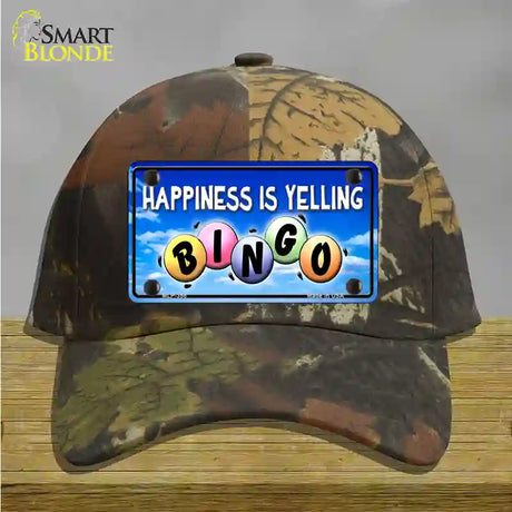 Happiness Is Yelling Bingo Novelty License Plate Hat Cotton / Camoflauge