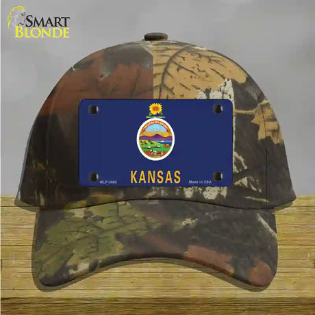 Kansas State Flag Novelty License Plate Hat Cotton / Camoflauge