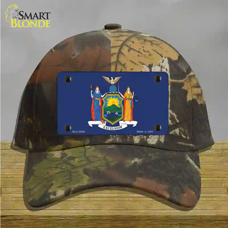 New York State Flag Novelty License Plate Hat Cotton / Camoflauge