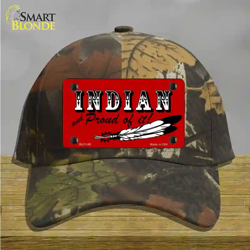 Indian And Proud Novelty License Plate Hat Cotton / Camoflauge