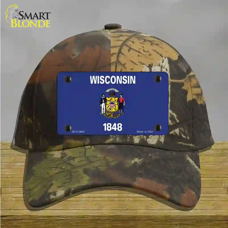 Wisconsin State Flag Novelty License Plate Hat Cotton / Camoflauge