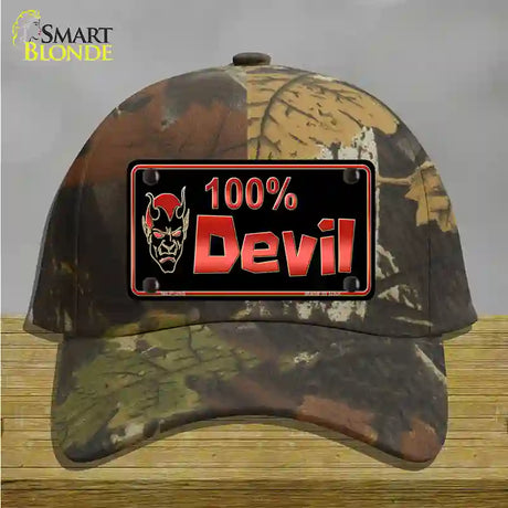 100% Devil Novelty License Plate Hat Cotton / Camoflauge