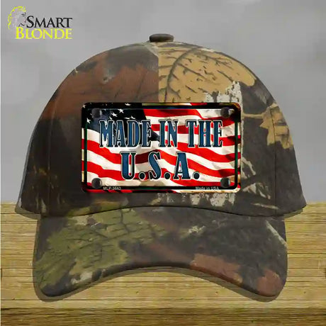 Made In The USA Flag Novelty License Plate Hat Cotton / Camoflauge