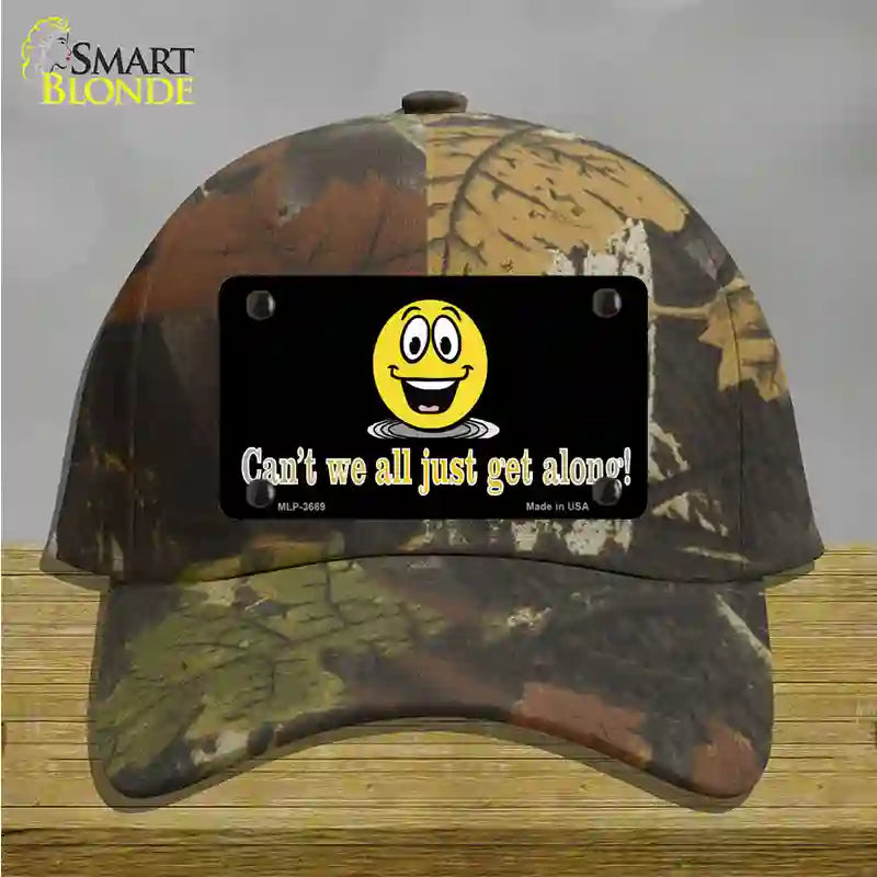 Cant We All Get Along Novelty License Plate Hat Cotton / Camoflauge