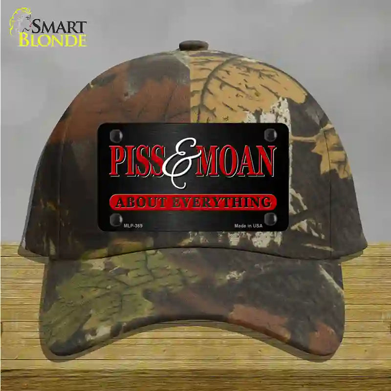 Piss & Moan Novelty License Plate Hat Cotton / Camoflauge