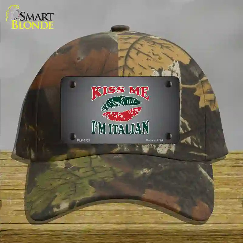 Kiss Me Im Italian Novelty License Plate Hat Cotton / Camoflauge