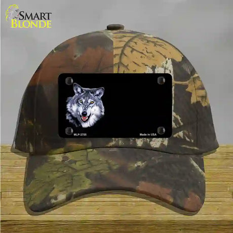 Wolf Offset Novelty License Plate Hat Cotton / Camoflauge