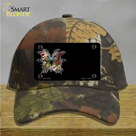 Butterfly Offset Novelty License Plate Hat Cotton / Camoflauge