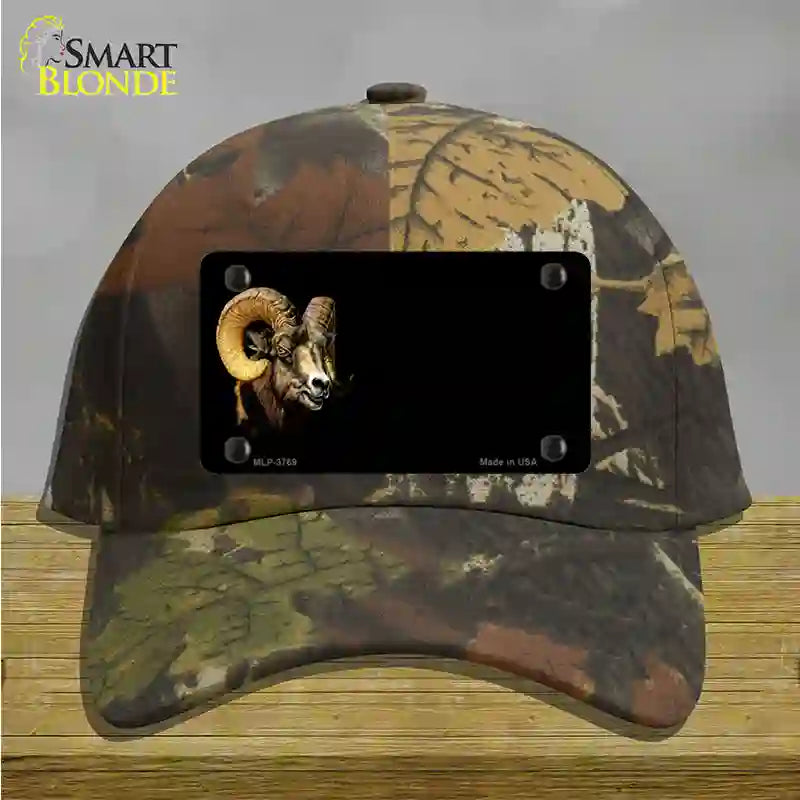 Big Horn Sheep Offset Novelty License Plate Hat Cotton / Camoflauge