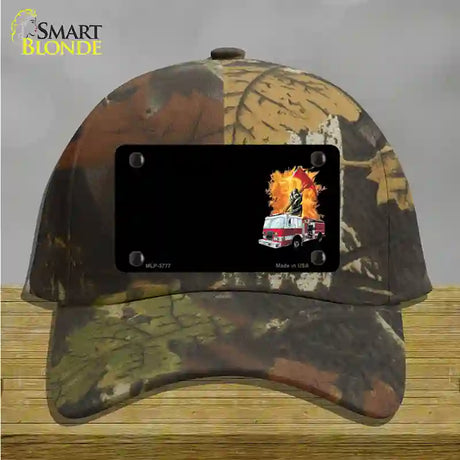 Fire Engine Flames Flaming Ax Offset Novelty License Plate Hat Cotton / Camoflauge