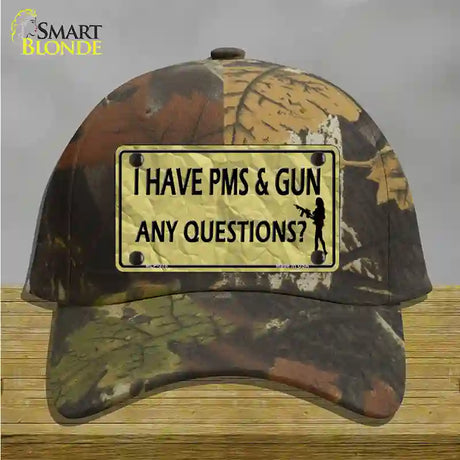 PMS And A Gun Novelty License Plate Hat Cotton / Camoflauge