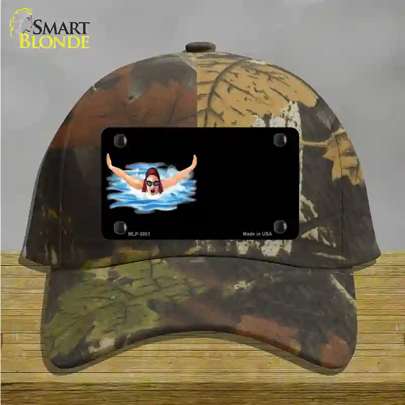 Female Swimmer Offset Novelty License Plate Hat Cotton / Camoflauge