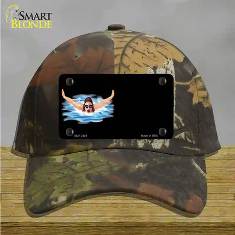 Female Swimmer Offset Novelty License Plate Hat Cotton / Camoflauge