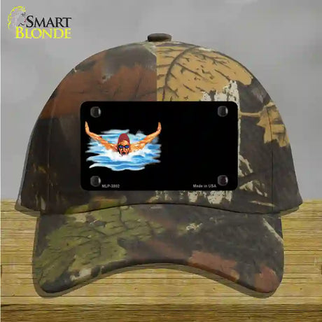 Male Swimmer Offset Novelty License Plate Hat Cotton / Camoflauge