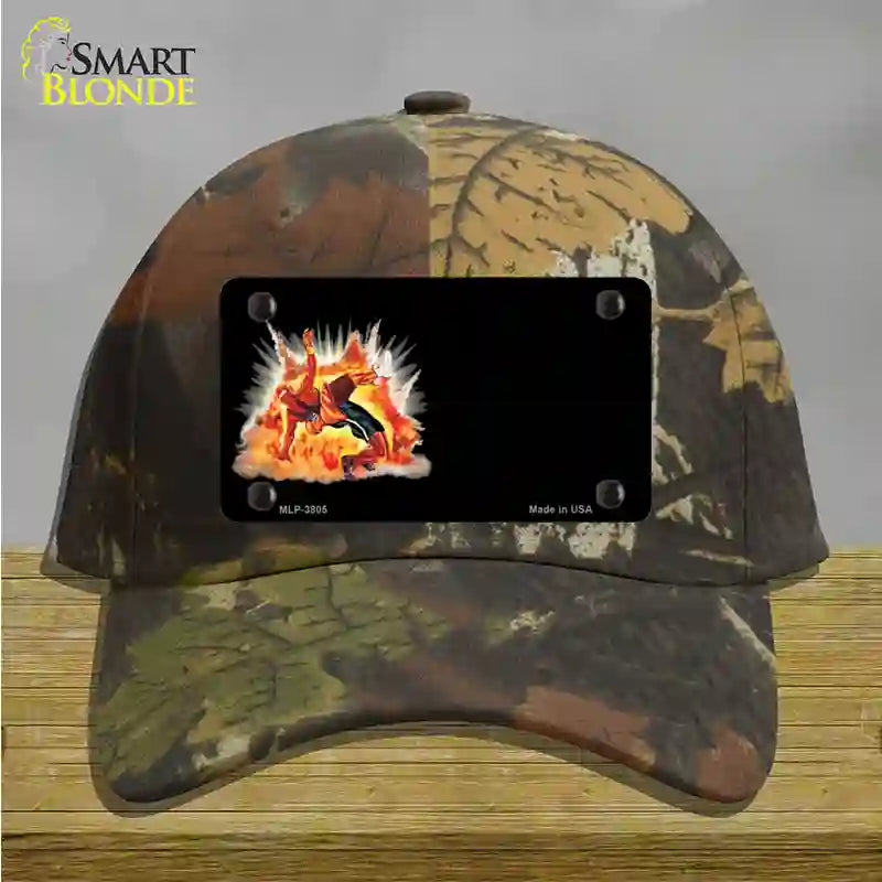 Wrestling Offset Novelty License Plate Hat Cotton / Camoflauge