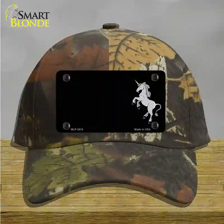 Unicorn Offset Black Novelty License Plate Hat Cotton / Camoflauge