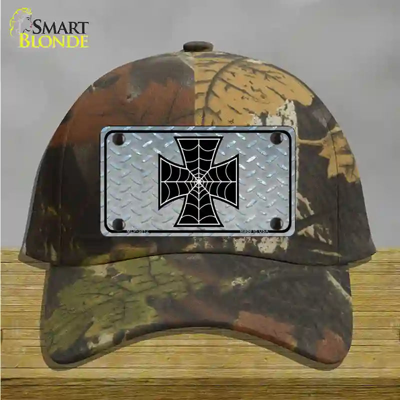 Maltese Cross Spider Web Novelty License Plate Hat Cotton / Camoflauge