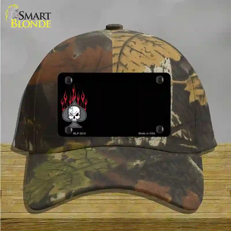 Flaming Spade Offset Novelty License Plate Hat Cotton / Camoflauge