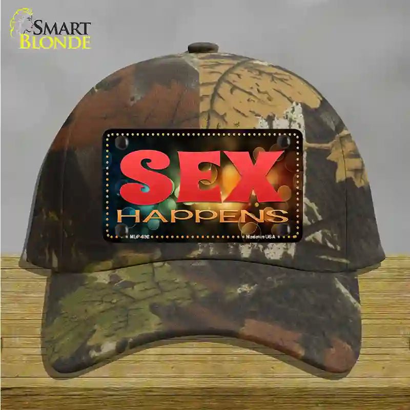 Sex Happens Novelty License Plate Hat Cotton / Camoflauge