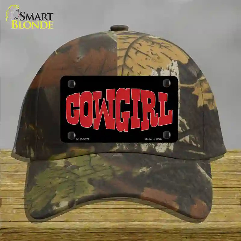 Cowgirl Red Novelty License Plate Hat Cotton / Camoflauge