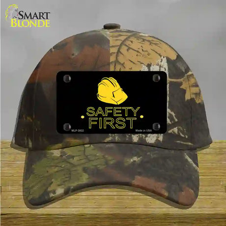 Safety First Novelty License Plate Hat Cotton / Camoflauge