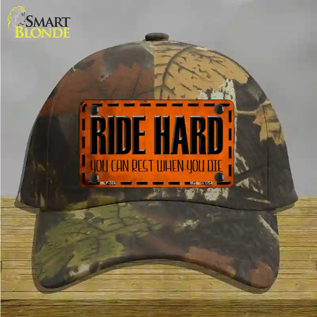 Ride Hard Novelty License Plate Hat Cotton / Camoflauge