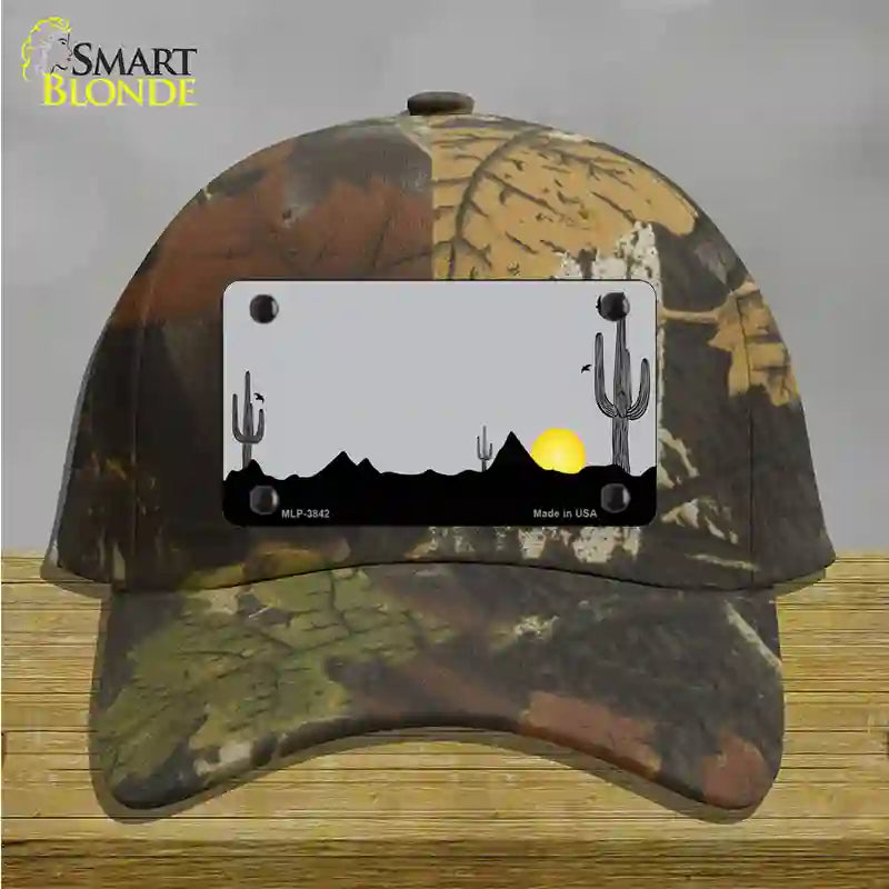 Southwest Cactus Sunrise Gray Novelty License Plate Hat Cotton / Camoflauge