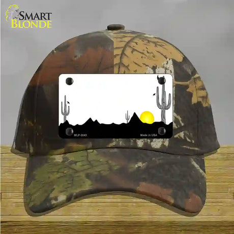 Southwest Cactus Sunrise White Novelty License Plate Hat Cotton / Camoflauge