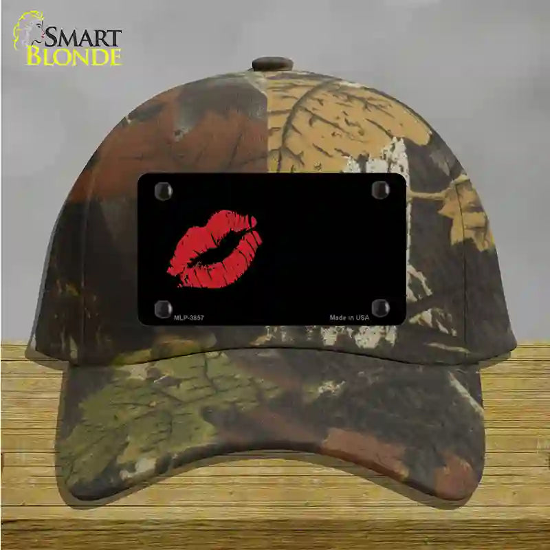 Red Lips Offset Novelty License Plate Hat Cotton / Camoflauge