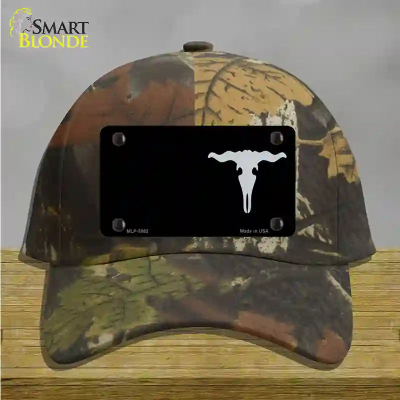 Cattle Skull Offset Novelty License Plate Hat Cotton / Camoflauge