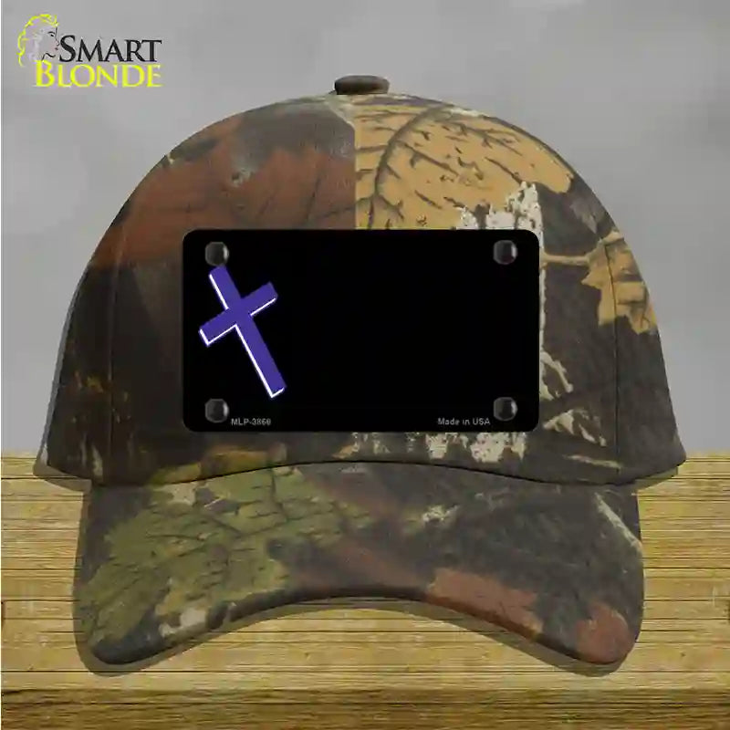 Purple Cross Offset Novelty License Plate Hat Cotton / Camoflauge