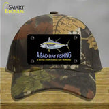 A Bad Day Fishing Novelty License Plate Hat Cotton / Camoflauge