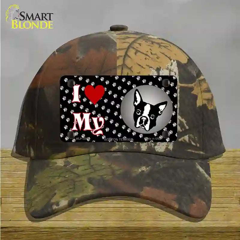 I Love My Boston Terrier Novelty License Plate Hat Cotton / Camoflauge