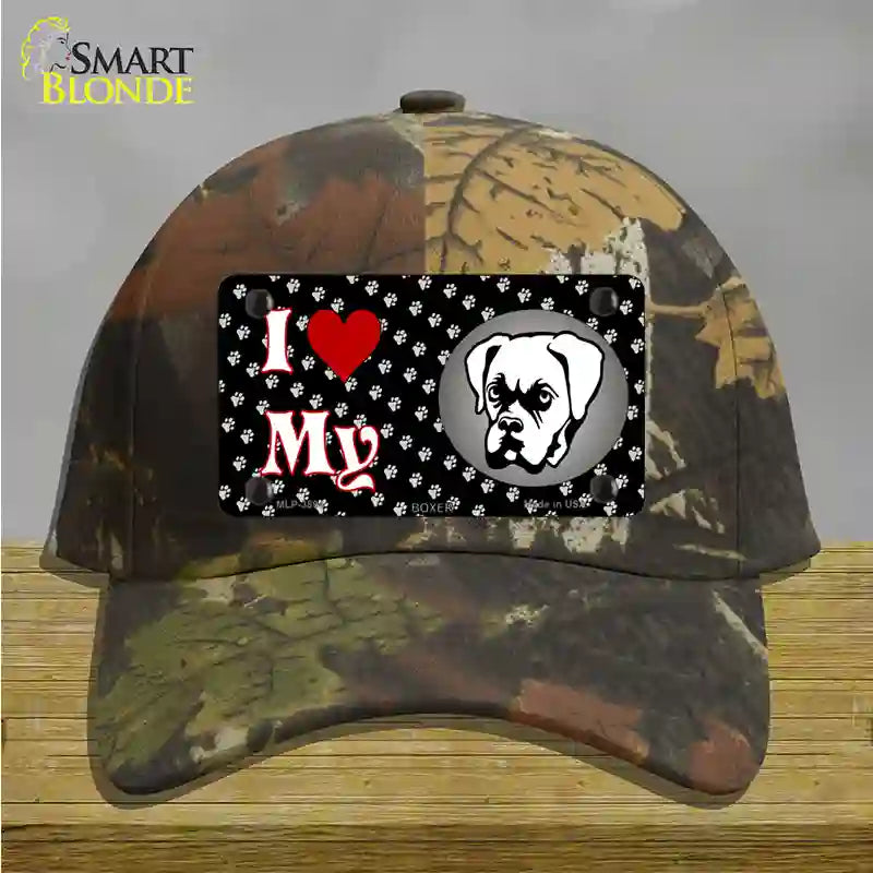 I Love My Boxer Novelty License Plate Hat Cotton / Camoflauge