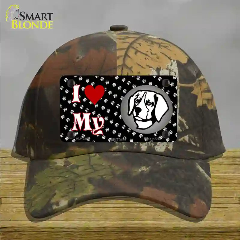 I Love My Brittany Novelty License Plate Hat Cotton / Camoflauge