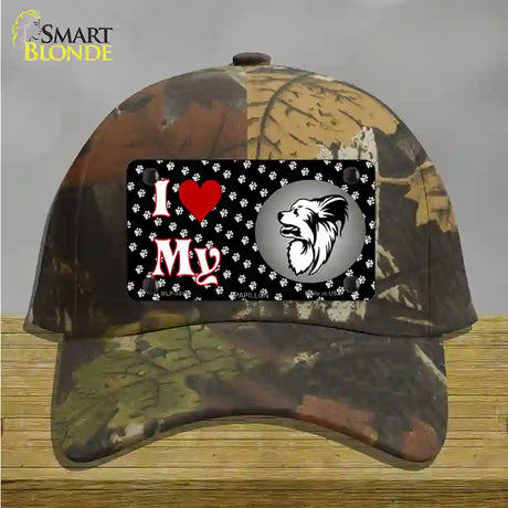 I Love My Papillon Novelty License Plate Hat Cotton / Camoflauge