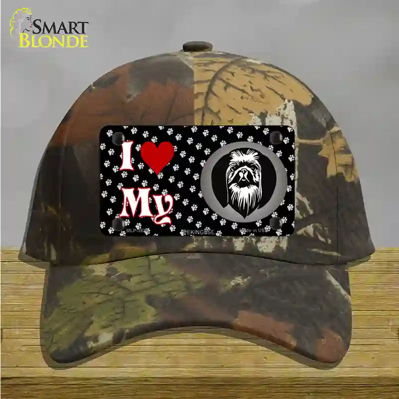 I Love My Pekingese Novelty License Plate Hat Cotton / Camoflauge