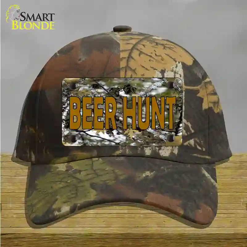 Beer Hunt Novelty License Plate Hat Cotton / Camoflauge