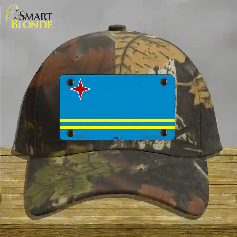 Aruba Flag Novelty License Plate Hat Cotton / Camoflauge