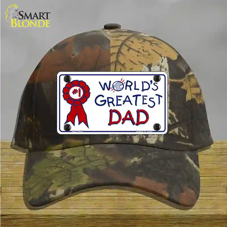 Worlds Greatest Dad Novelty License Plate Hat Cotton / Camoflauge