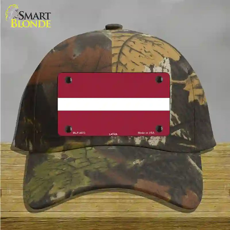 Latvia Flag Novelty License Plate Hat Cotton / Camoflauge