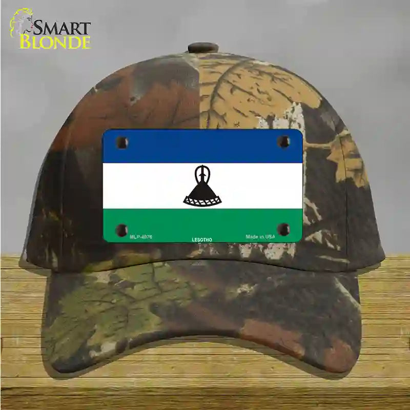 Lesotho Flag Novelty License Plate Hat Cotton / Camoflauge