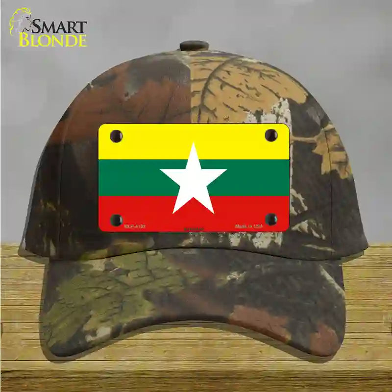 Myanmar Flag Novelty License Plate Hat Cotton / Camoflauge