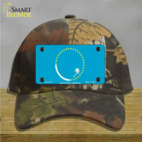 South Pacific Commission Flag Novelty License Plate Hat Cotton / Camoflauge