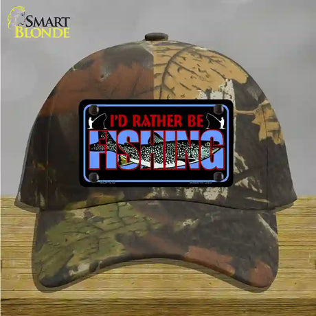 Rather Be Fishing Novelty License Plate Hat Cotton / Camoflauge