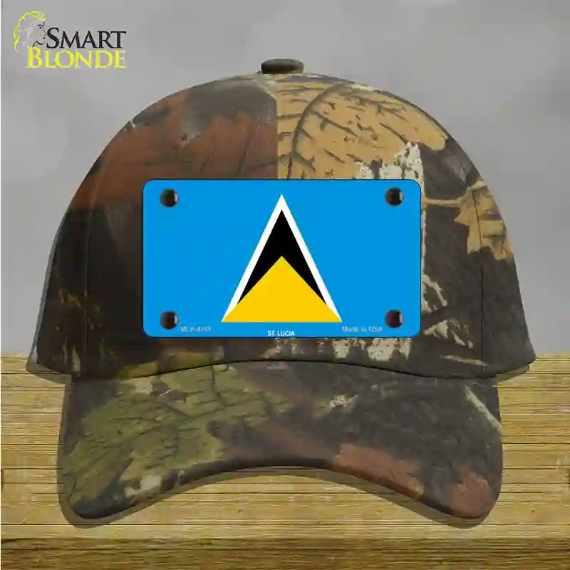 St Lucia Flag Novelty License Plate Hat Cotton / Camoflauge