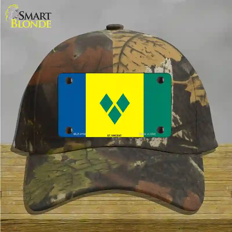 St Vincent Flag Novelty License Plate Hat Cotton / Camoflauge