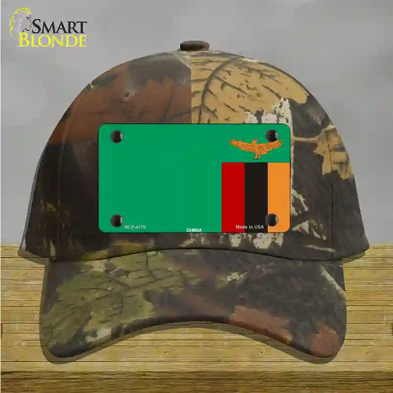 Zambia Flag Novelty License Plate Hat Cotton / Camoflauge