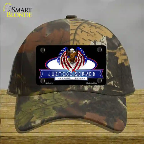 America Justice Served Novelty License Plate Hat Cotton / Camoflauge